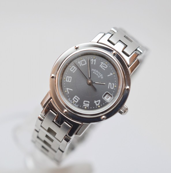 HERMES クリッパー レディース 腕時計 CL4.210 グレー文字盤 シルバー SS カレンダー付 買取 しました！